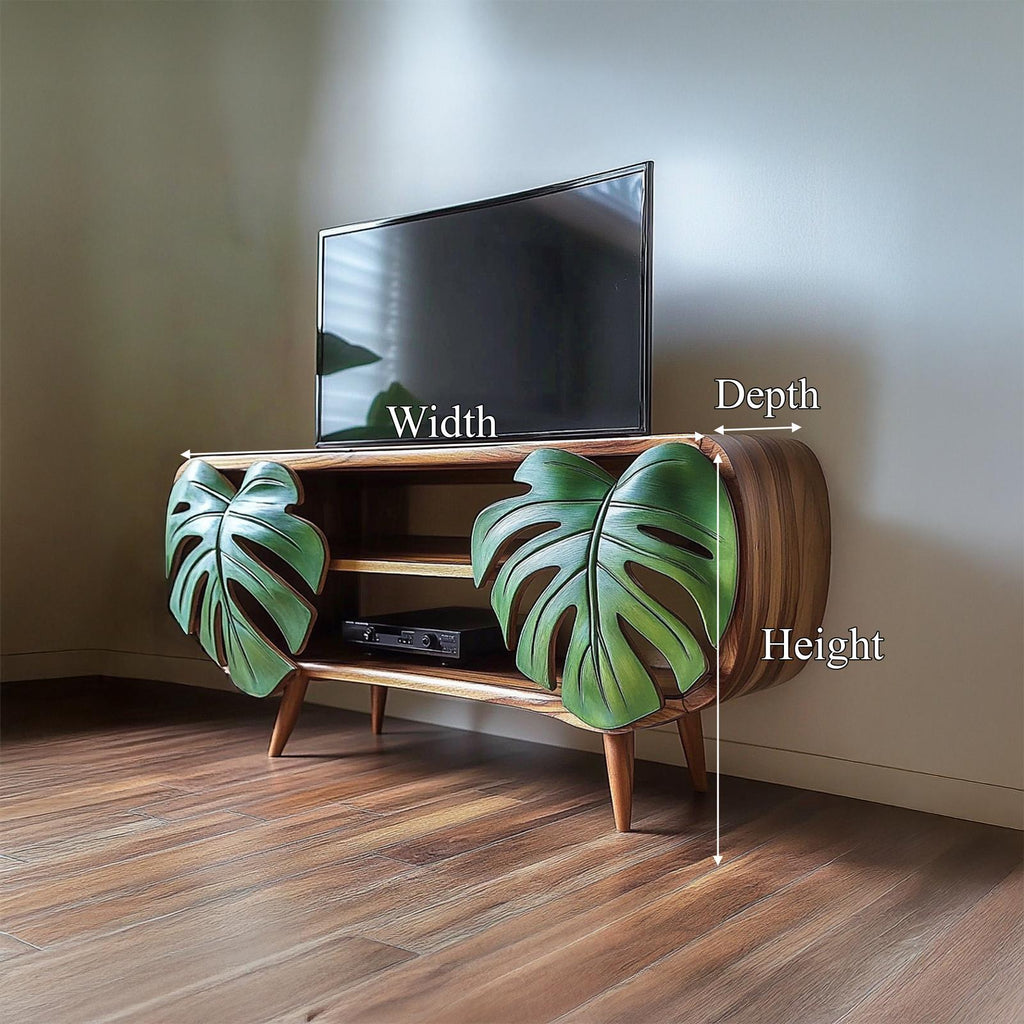 Mid Century Modern Wood TV Cabinet, Retro Low Profile Media Console Storage Credenza for Living Room, Model