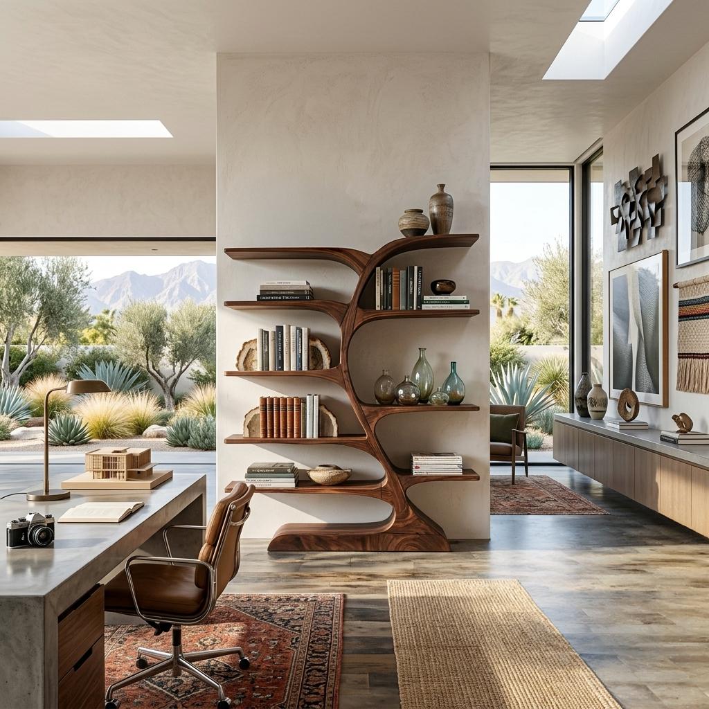 Organic Curved Bookshelf For Open Space