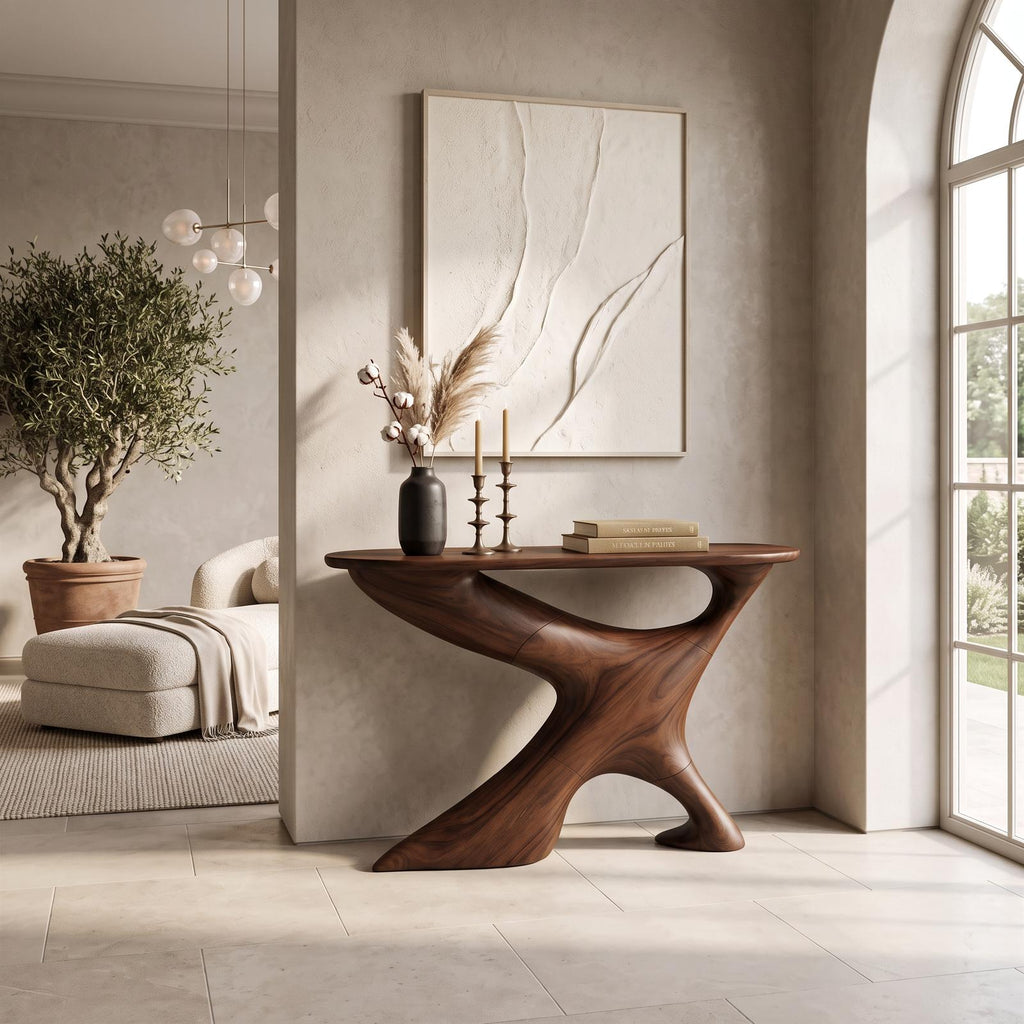 Handcrafted Solid Wood Foyer Table, Entryway Hallway Console Table Accent Furniture Decor