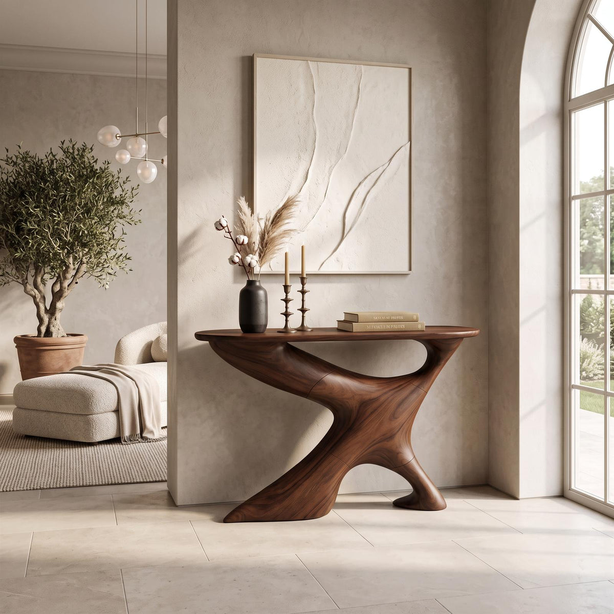 Handcrafted Solid Wood Foyer Table, Entryway Hallway Console Table Accent Furniture Decor