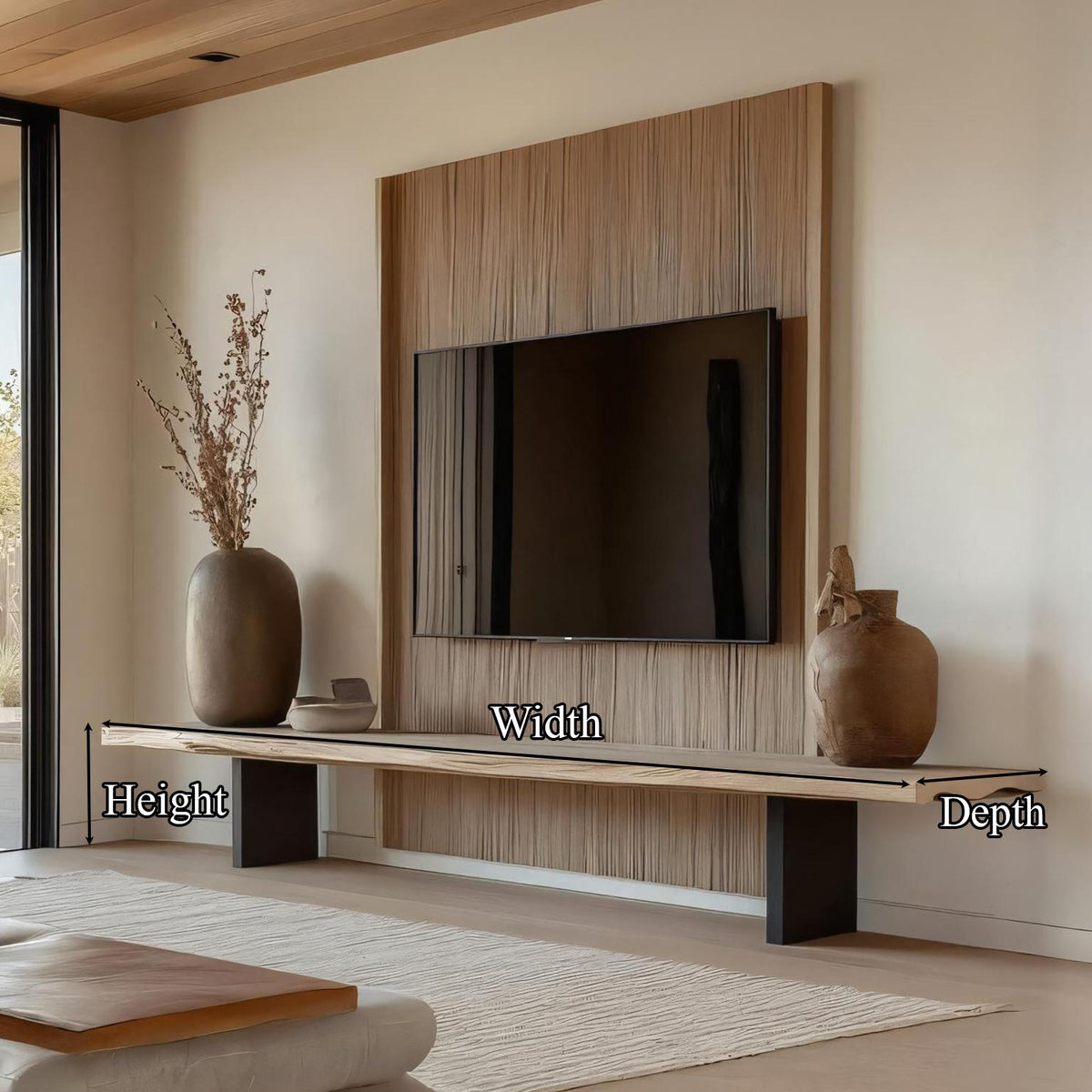 Rustic TV Console Live Edge Living Room
