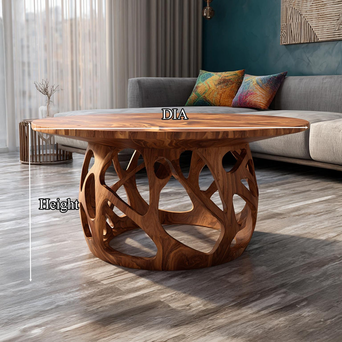Coffee Table Solid Wood Handmade Art Style Gift