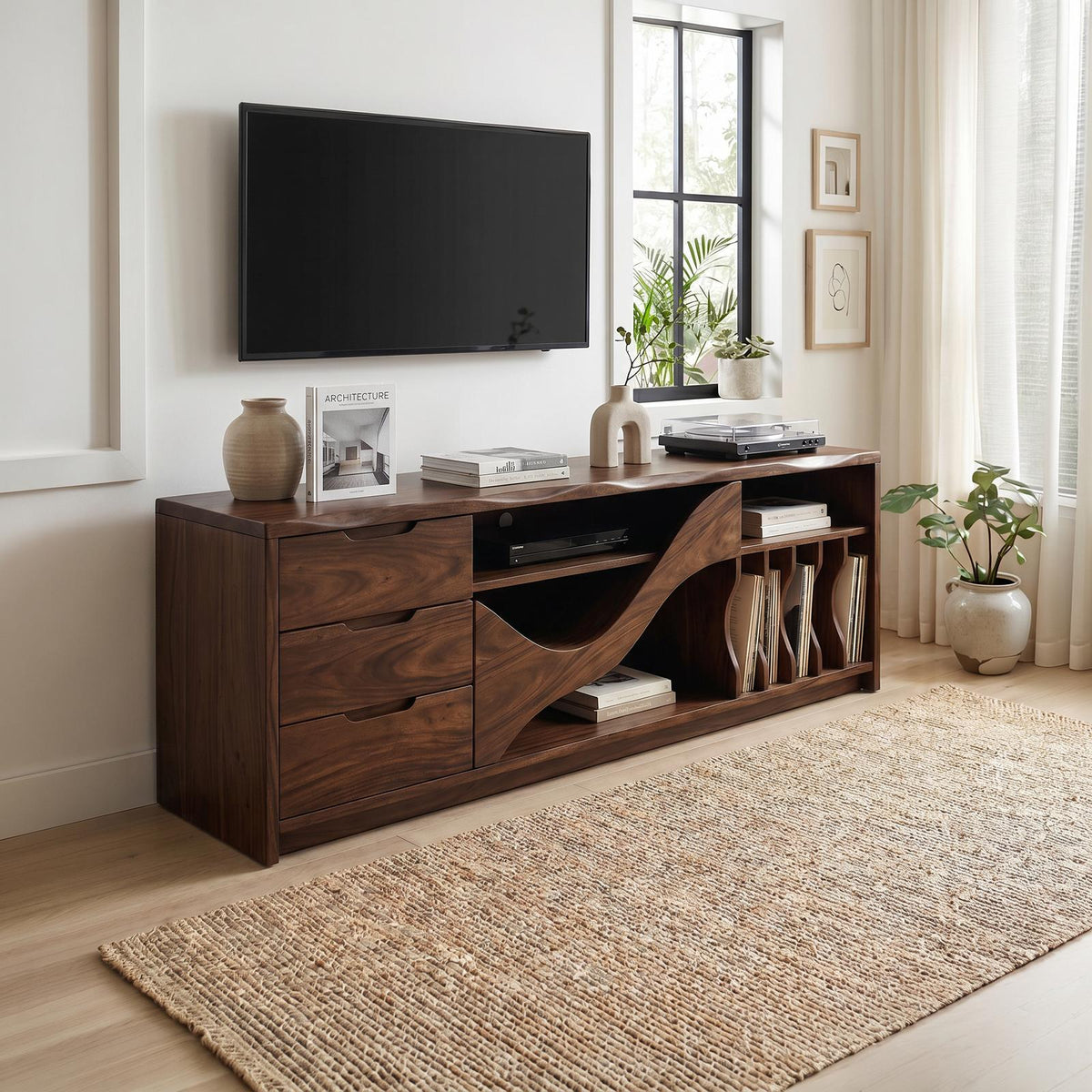 Industrial Wooden TV Cabinet Contemporary Loft Living