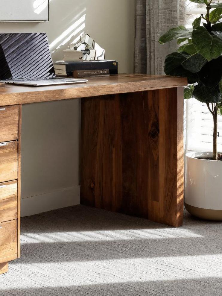 Minimalist Office Desk With Storage Drawers For Home Study
