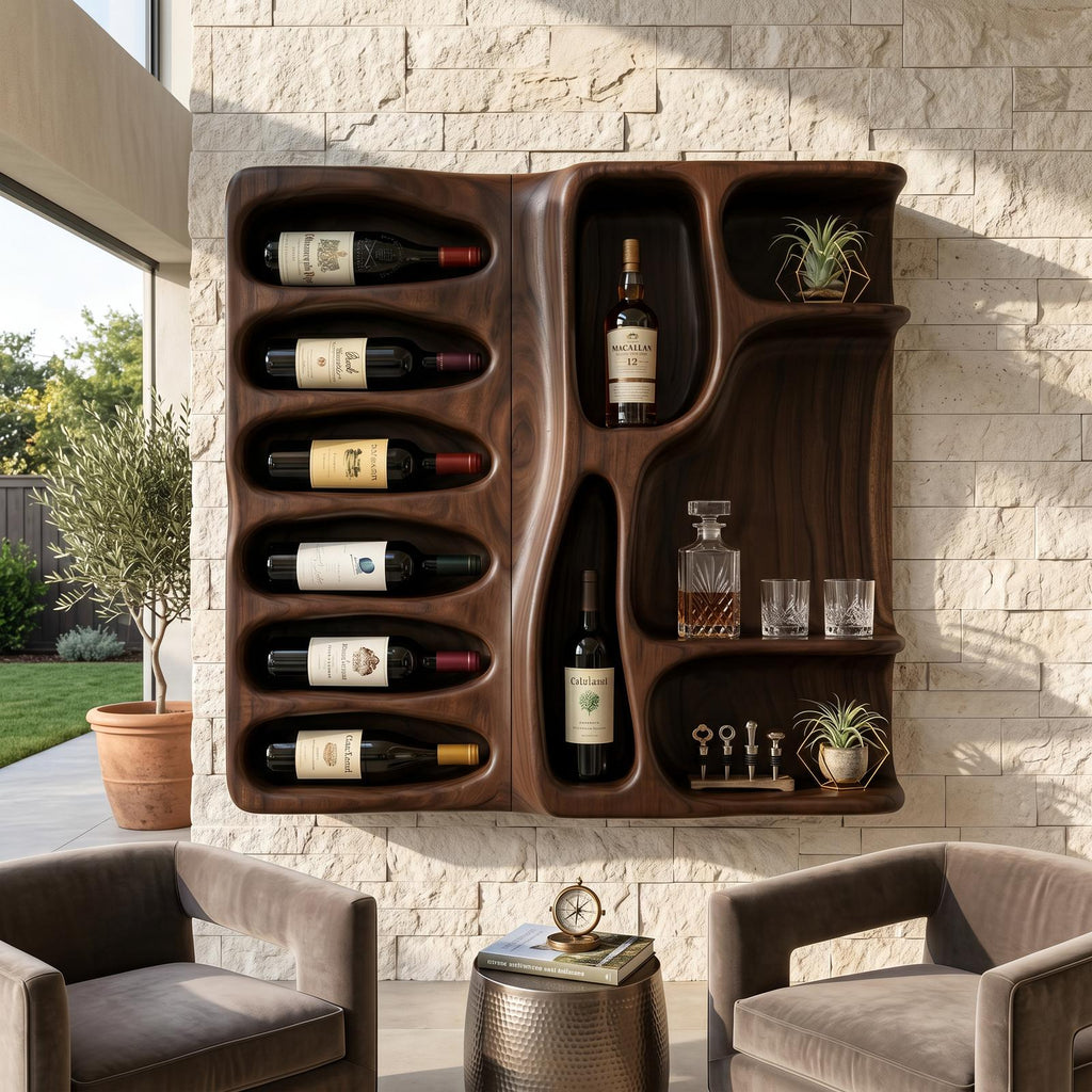 Modern Mountain Silhouette Wine Holder For Living Room
