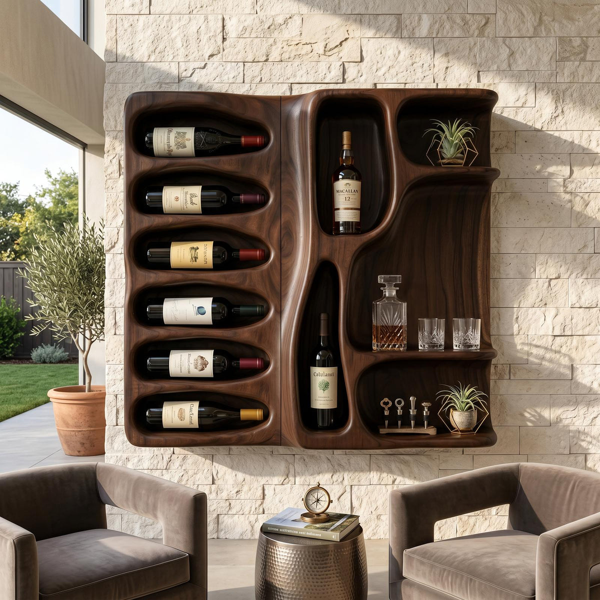 Modern Mountain Silhouette Wine Holder For Living Room