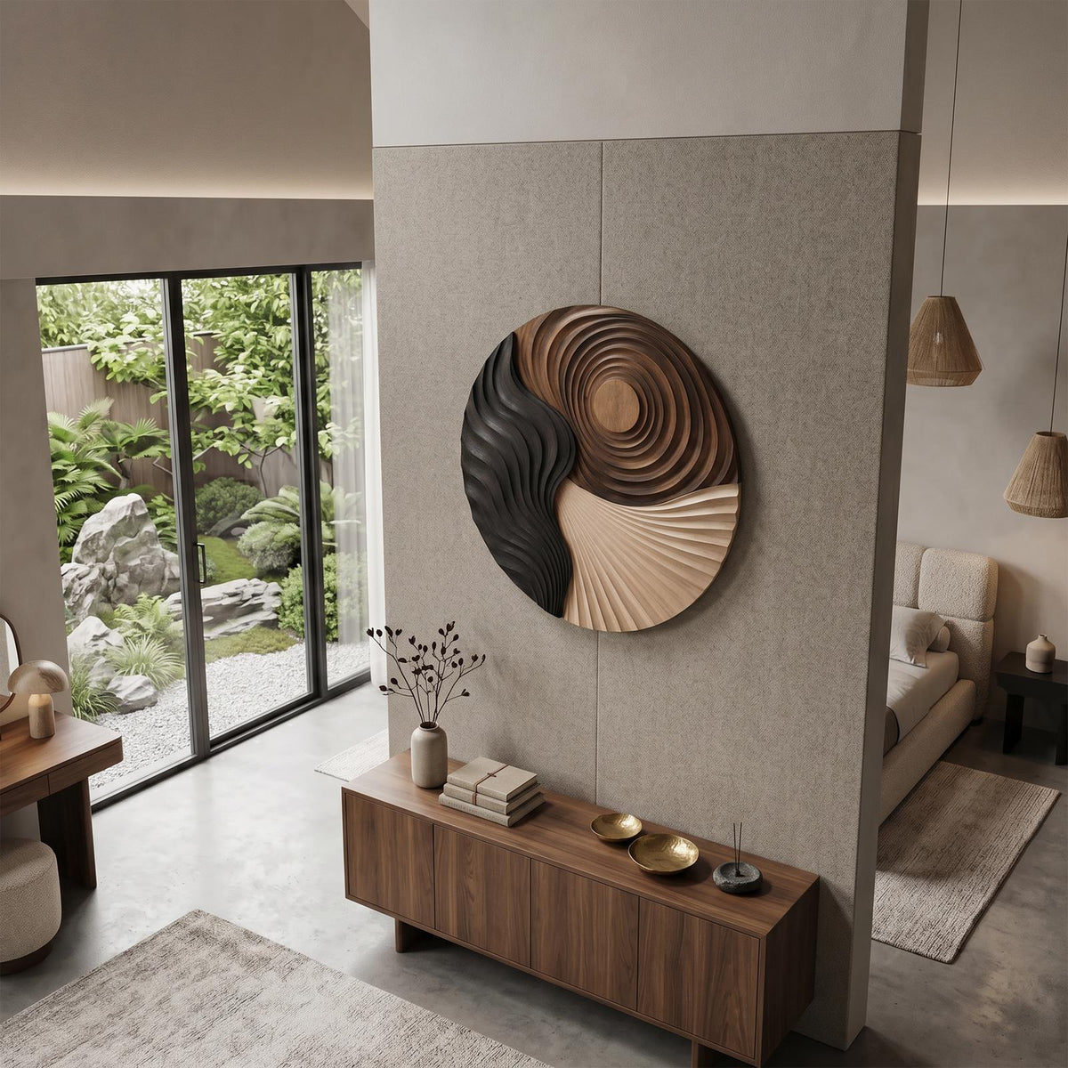 Contemporary Silhouette Wood Wall Art, Minimalist Abstract Line Wall Decor Panel for Guest Suite and Bedroom