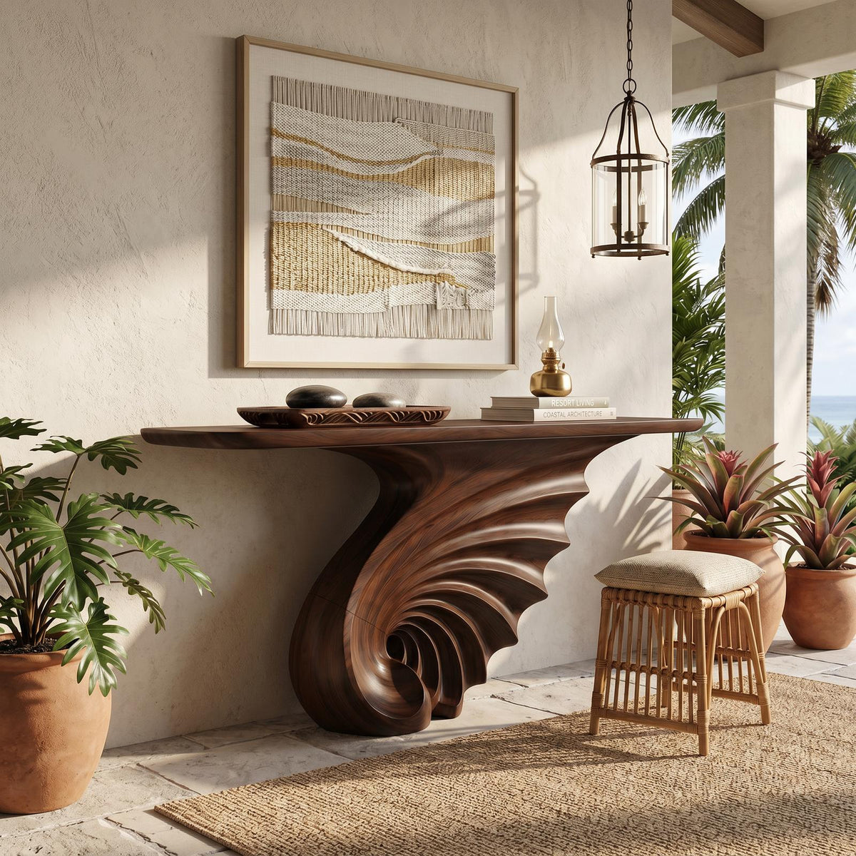Luxury Spiral Base Console Table Contemporary Villa