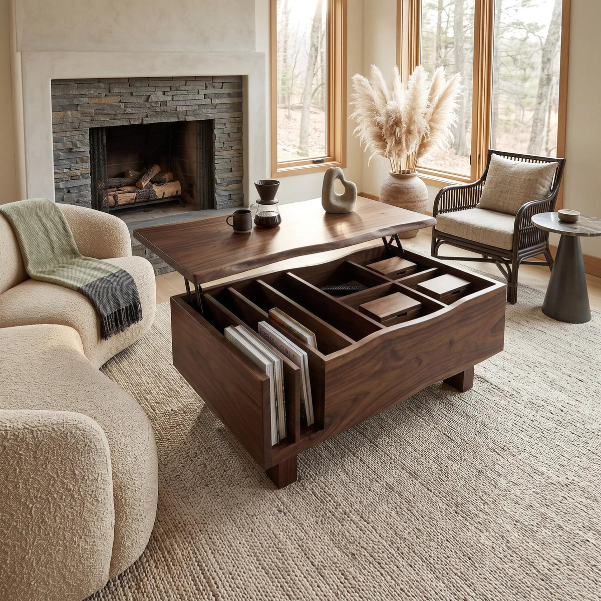 Organic Modern Lift Top Coffee Table Reading Lounge