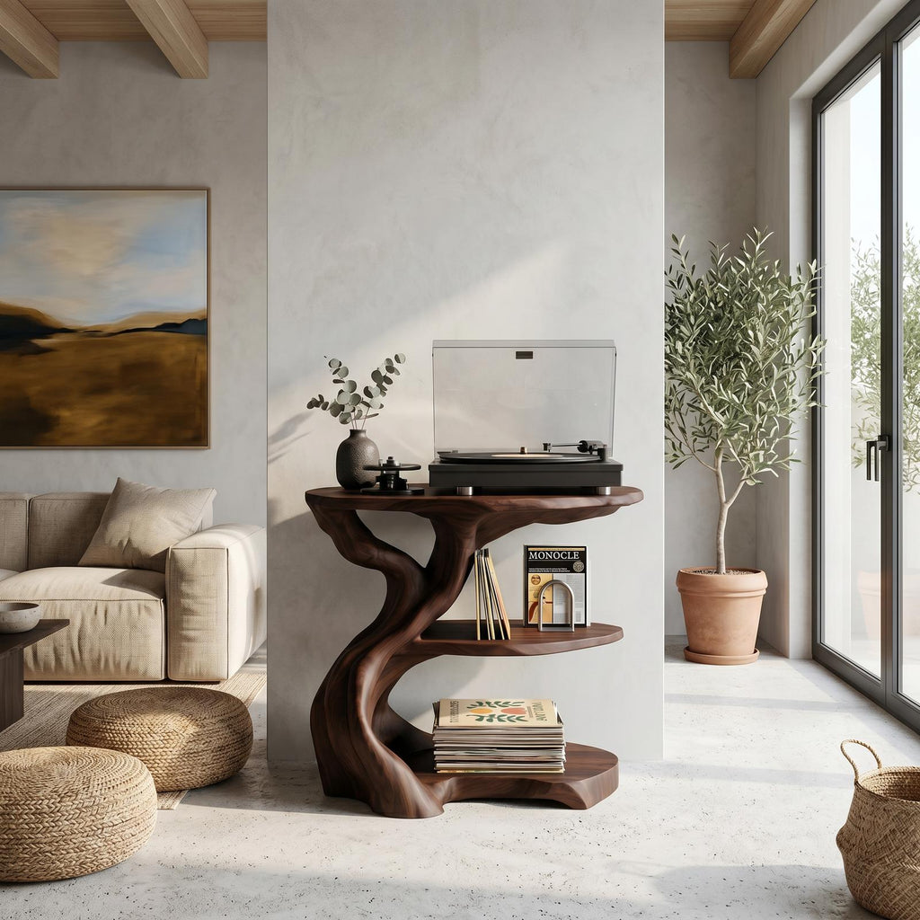 Handcrafted Wooden Media Stand Custom Living Room