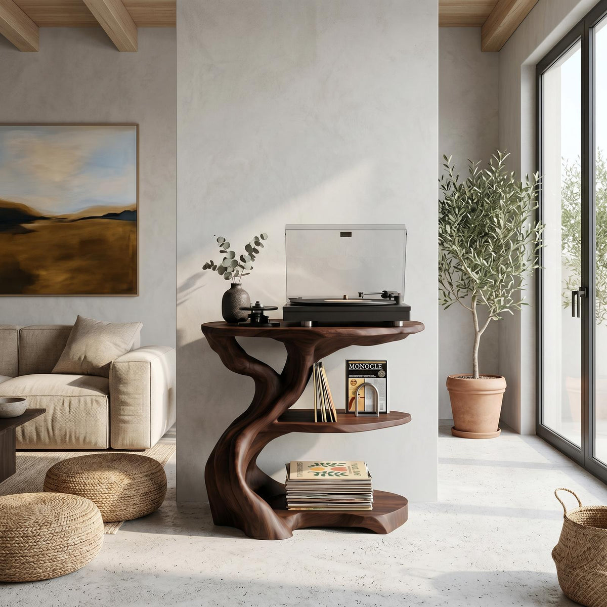 Handcrafted Wooden Media Stand Custom Living Room