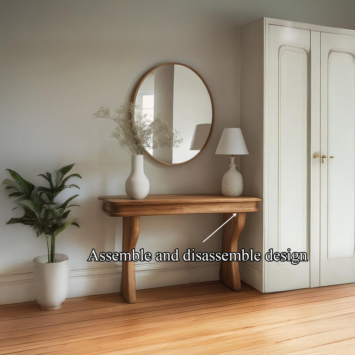 Mid Century Sculptural Solid Wood Console Table, Hallway Accent Sofa Table, Model