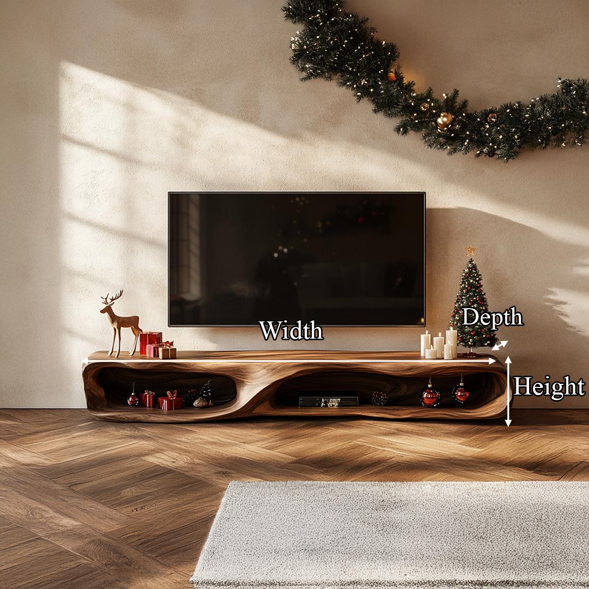 Rustic Wooden TV Stand Console, Solid Wood Farmhouse Media Cabinet, Television Credenza for Living Room Storage