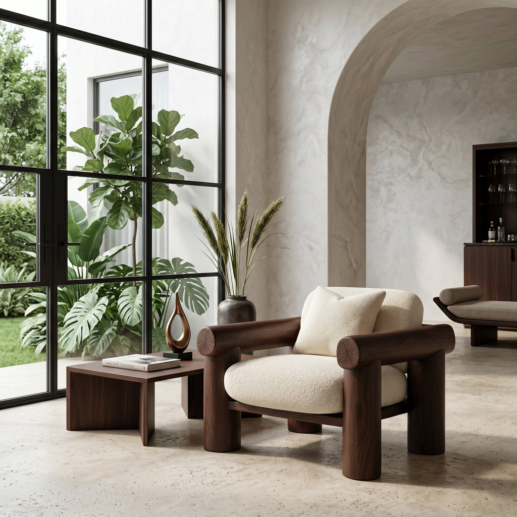 Organic Barrel Frame Armchair For Living Room