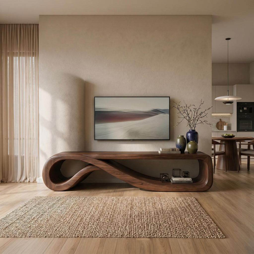 Modern Entertainment Center Sculptural Wood Furniture