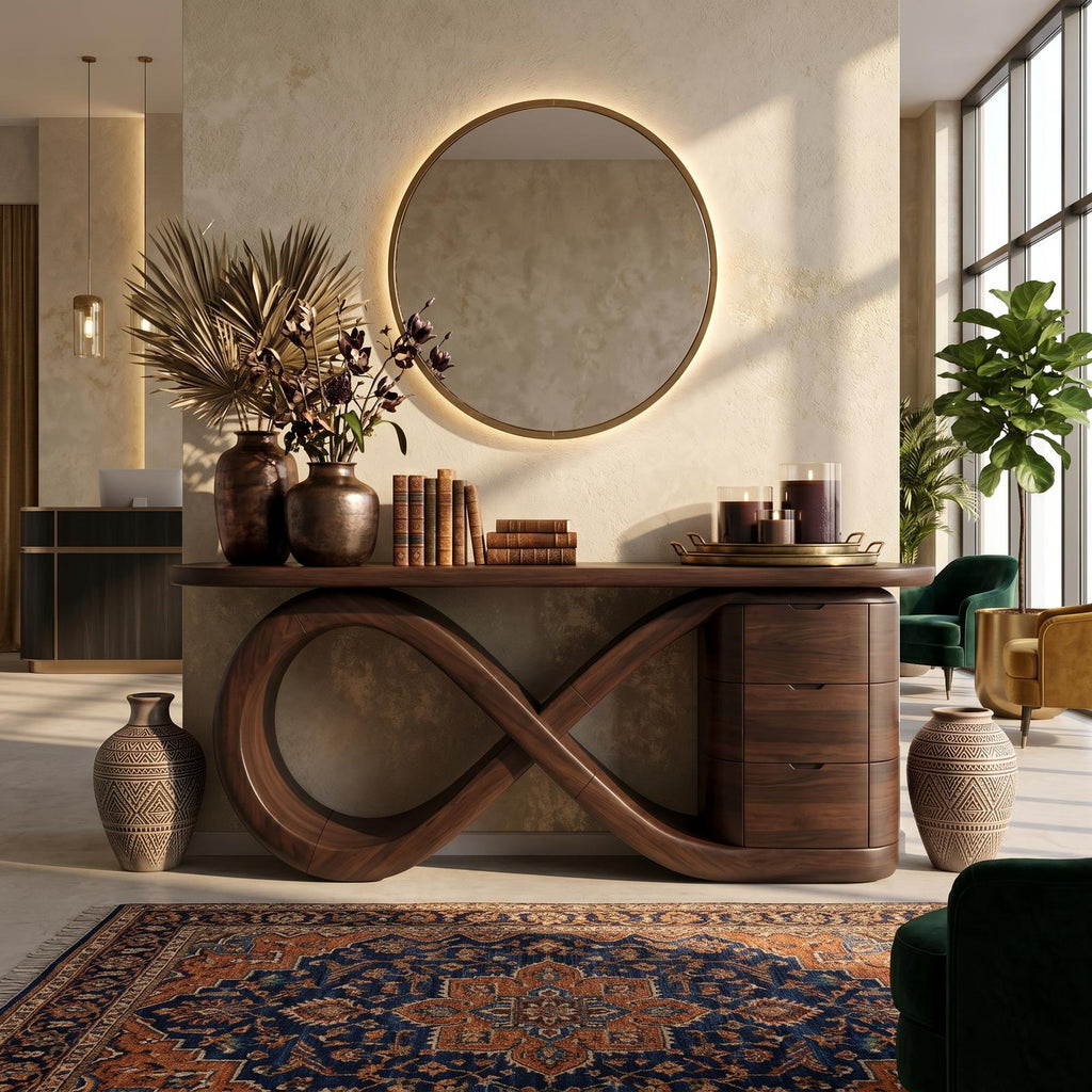 Modern Wave Base Console Table Luxury Bedroom