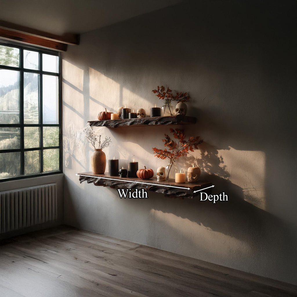 Rustic Floating Shelf Halloween Entryway Hallway