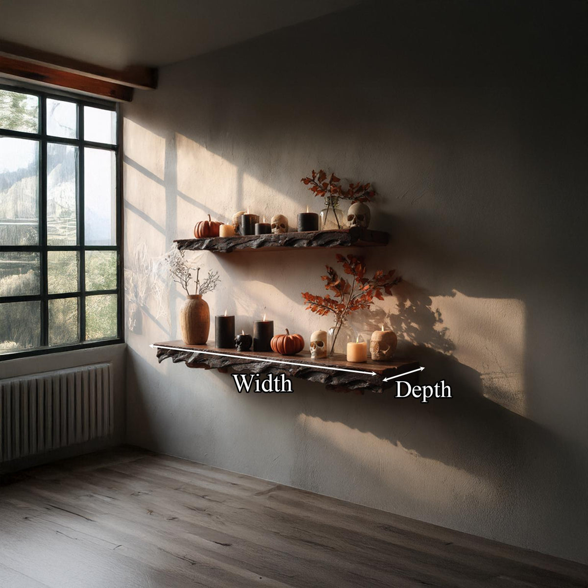 Rustic Floating Shelf Halloween Entryway Hallway