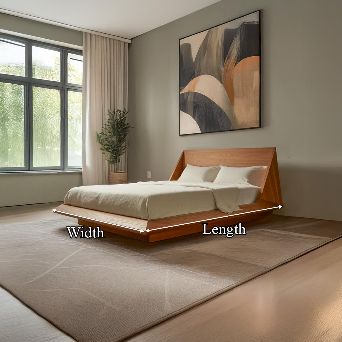 Spry Interior Mid-Century Modern Low Profile Platform Bed, Solid Wood Platform Bed Frame, Minimalist Bedroom Furniture SINLSAWB62