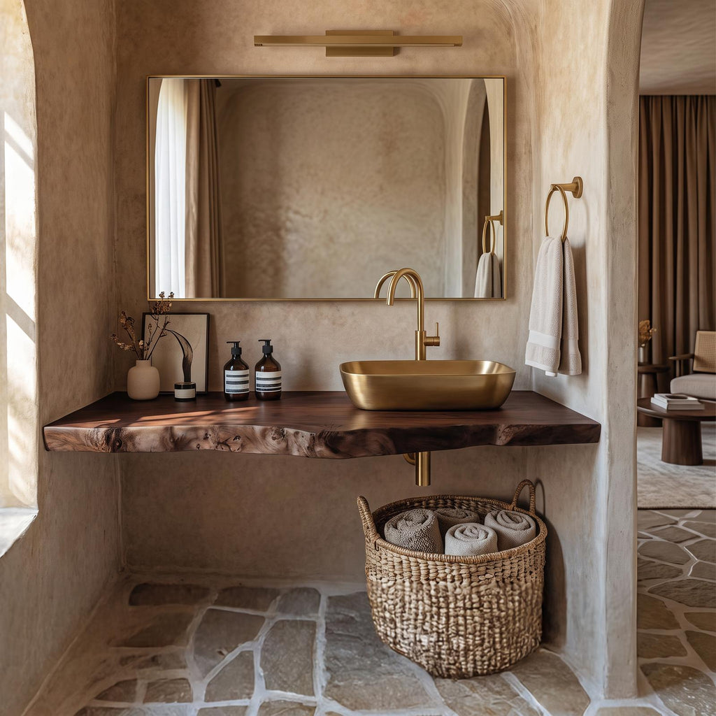 Handcrafted Vanity With Live Edge Look For Bathroom SILDTTRBAS011