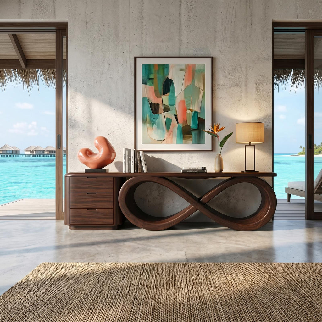 Modern Black Tree Console Table Luxury Residence
