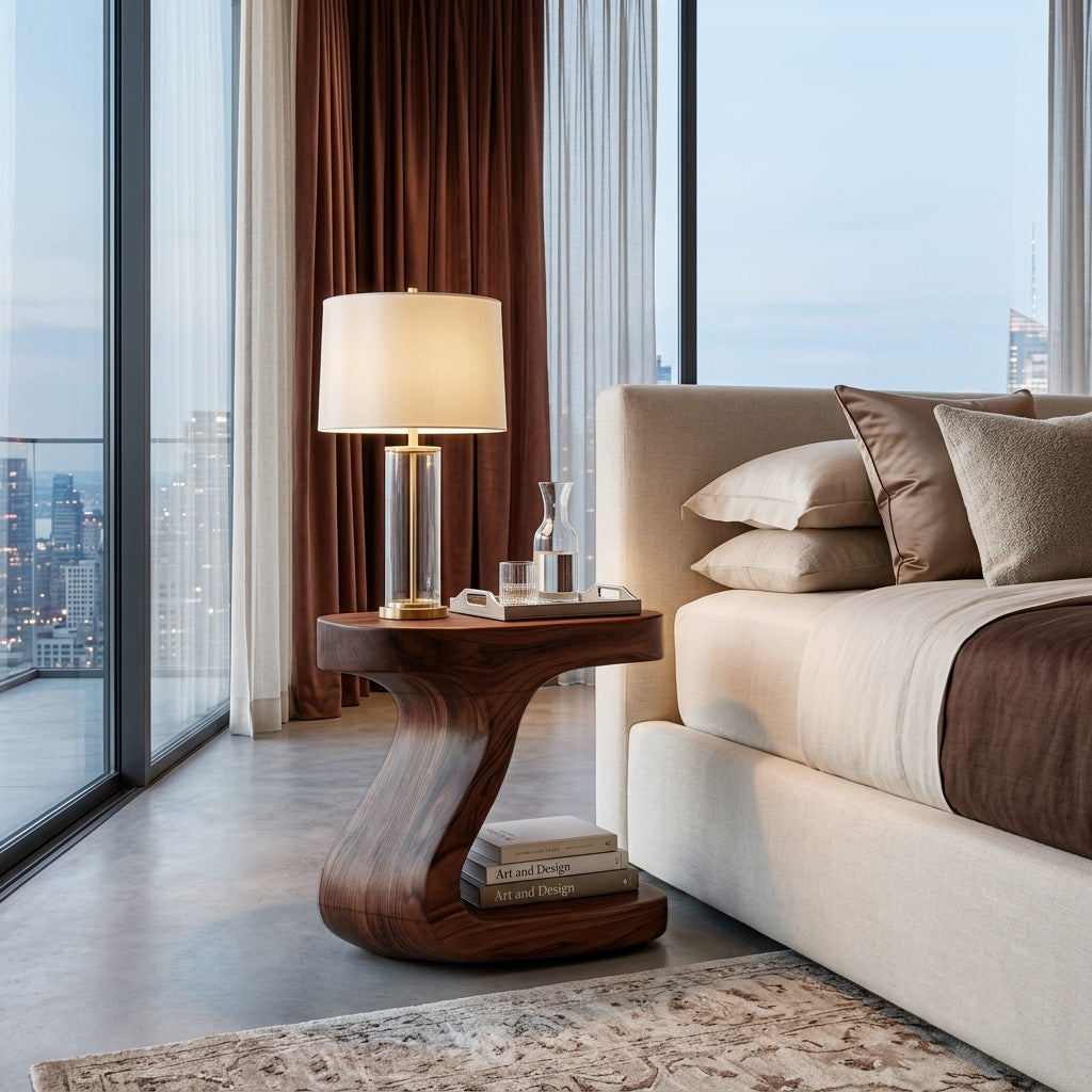Minimalist Organic Shaped Nightstand For Bedroom RTTHHNNS001