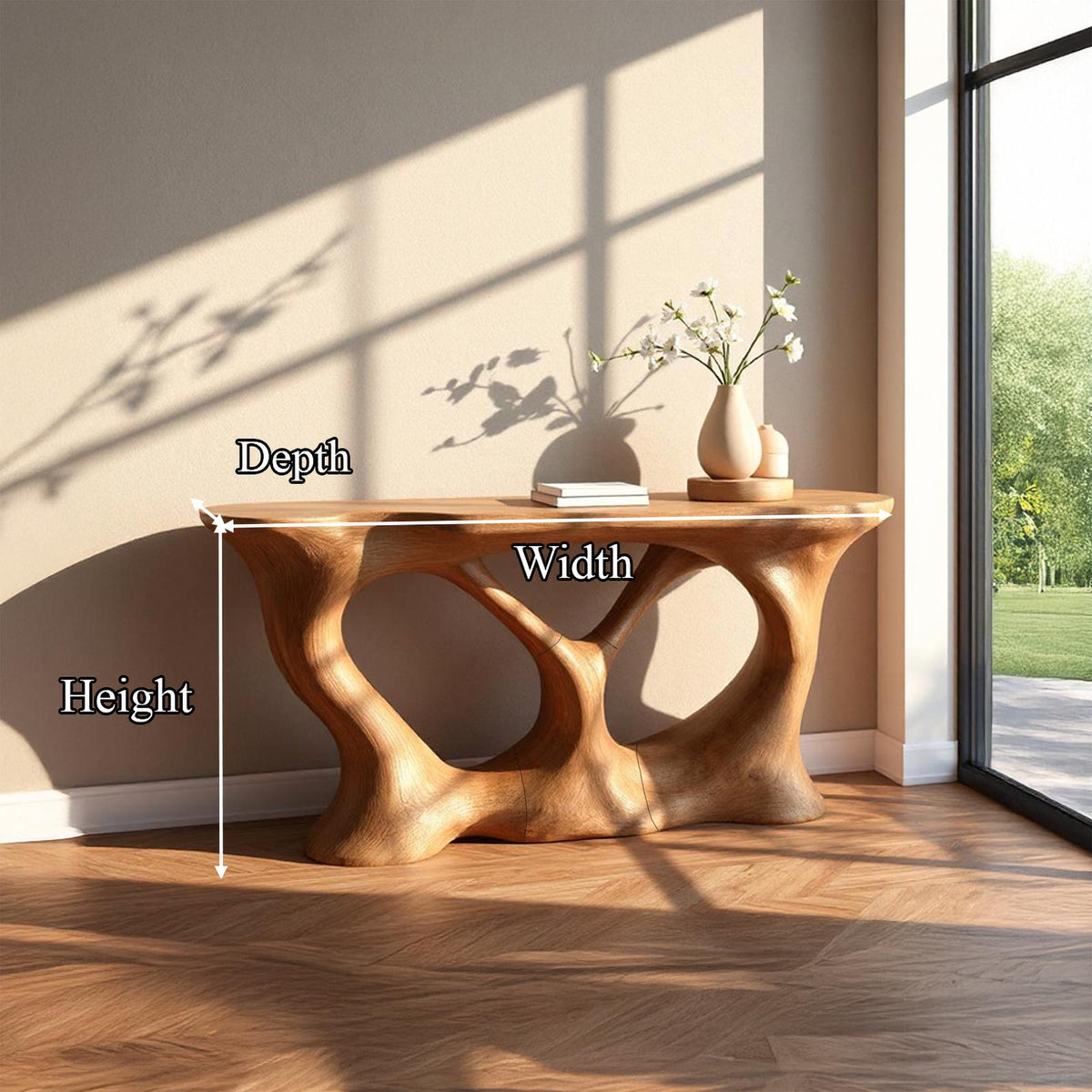 Rustic Branch Wood Console Table, Hallway & Living Room Accent Table, Handcrafted Solid Wood Sofa Table, Model