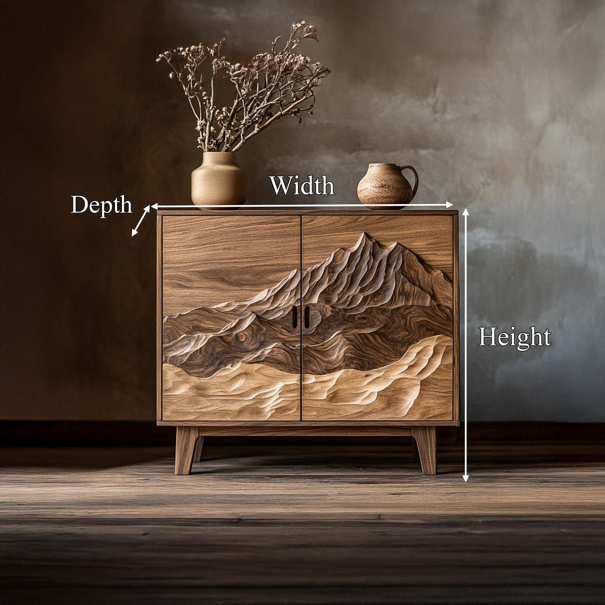 Spry Interior Organic Modern Wood Storage Cabinet, Handcrafted Sideboard Credenza Buffet Console for Living Room Entryway Decor, SINLSASC359