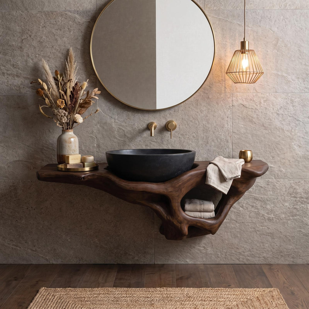 Mid Century Live Edge Vanity Bathroom Decor Accents
