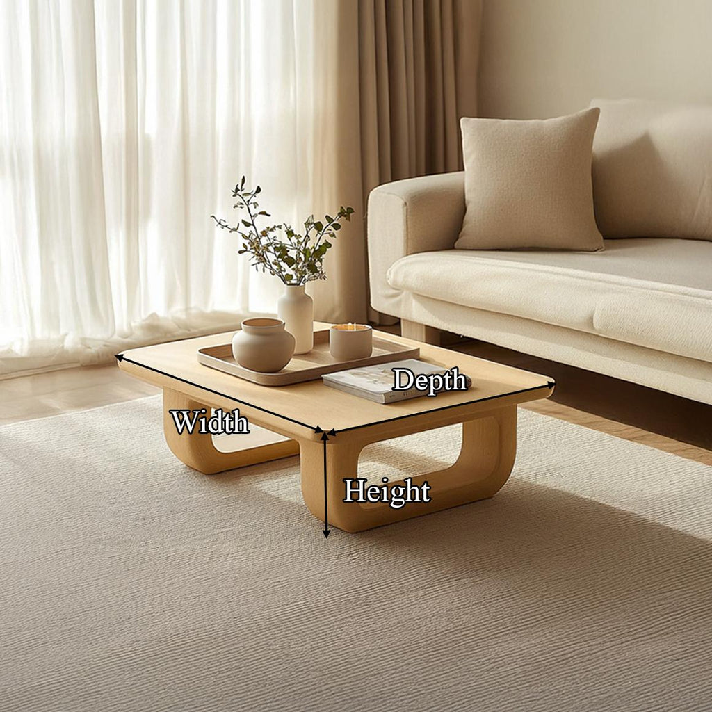 Teezano Mid Century Square Solid Wood Coffee Table, Modern Living Room Accent Center Table, Model SINLSACF149