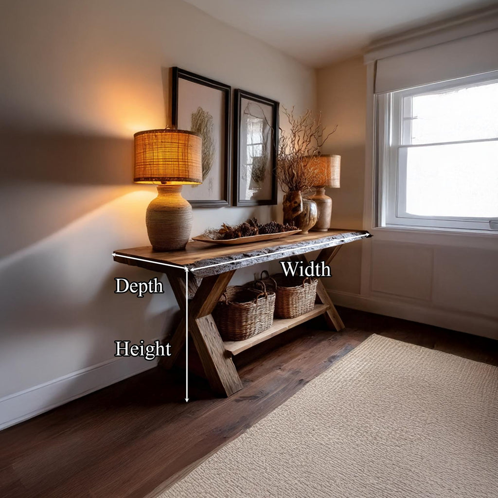 Rustic Farmhouse Solid Wood Console Table, Entryway & Living Room Accent Sofa Table, Model