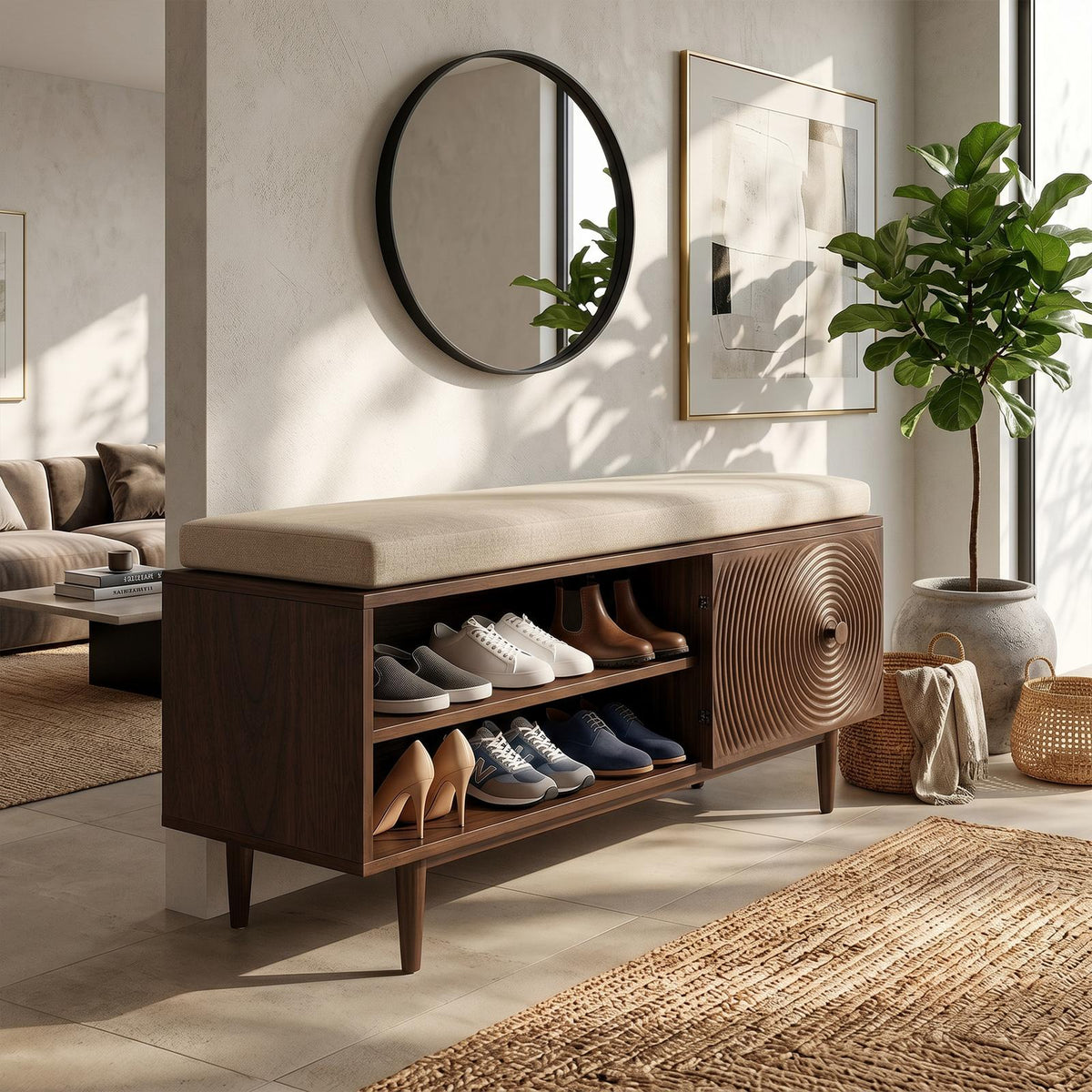 Modern Shoe Storage Cabinet For Condo Entryway Hallway Placement