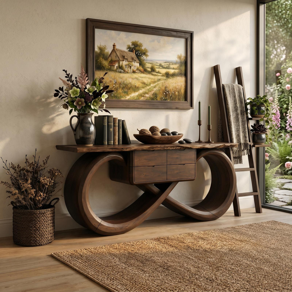 Organic Sculptural Console Table Contemporary Hallway