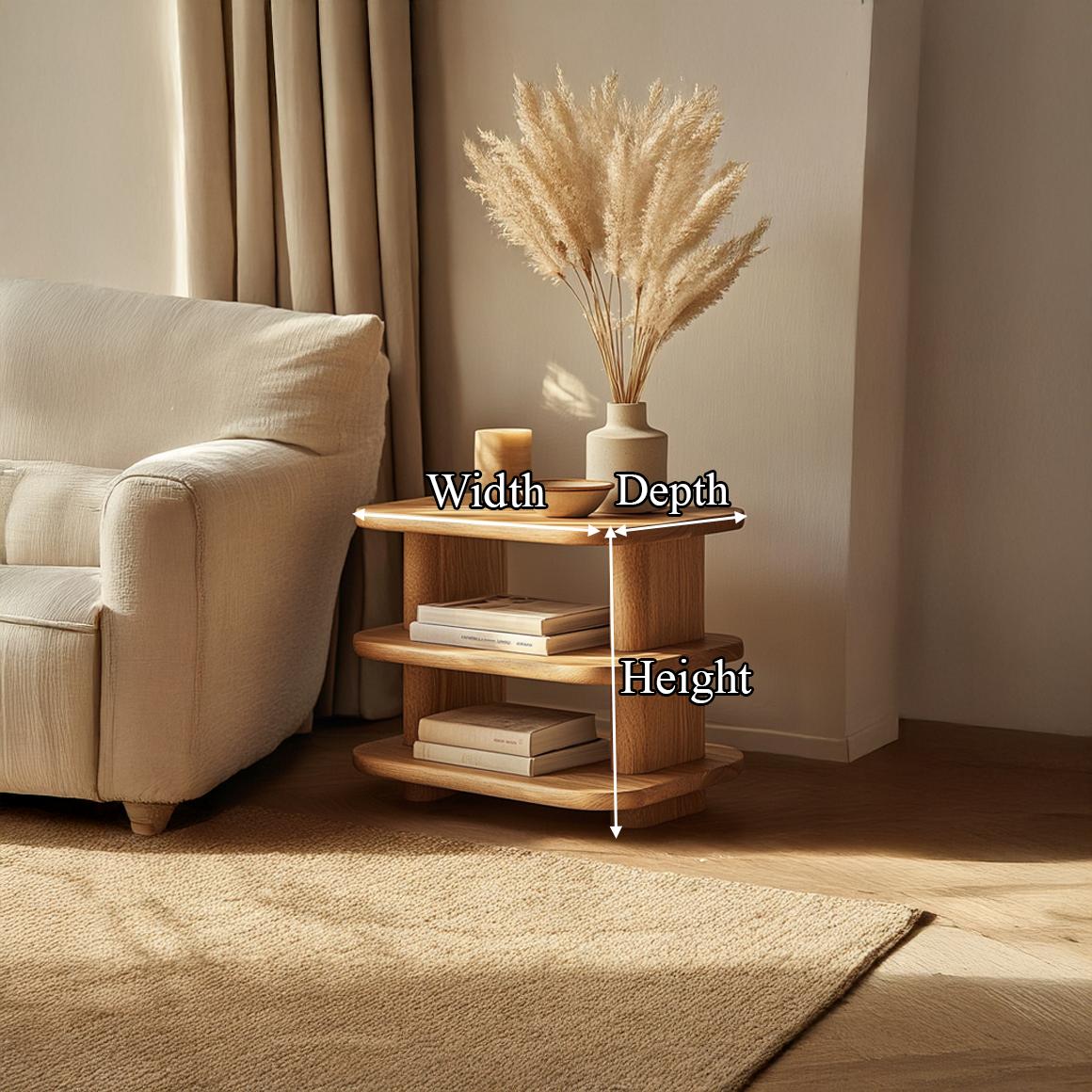 Mid Century Modern Storage Side Table, Handcrafted Wood End Table & Bedside Nightstand for Bedroom, Living Room