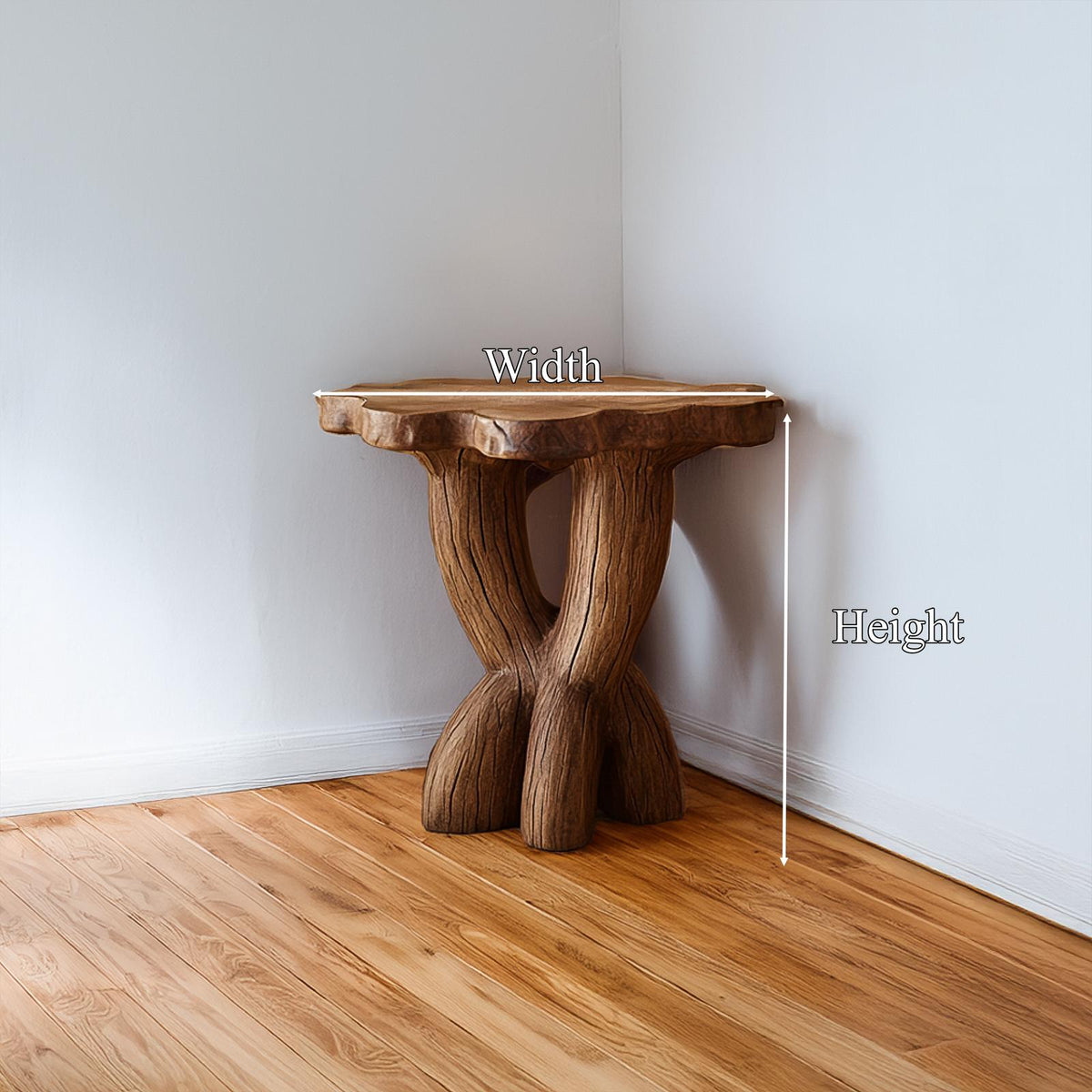 Rustic Sculptural End Table, Handcrafted Solid Wood Side Table, Living Room & Bedroom Holiday Decor Accent