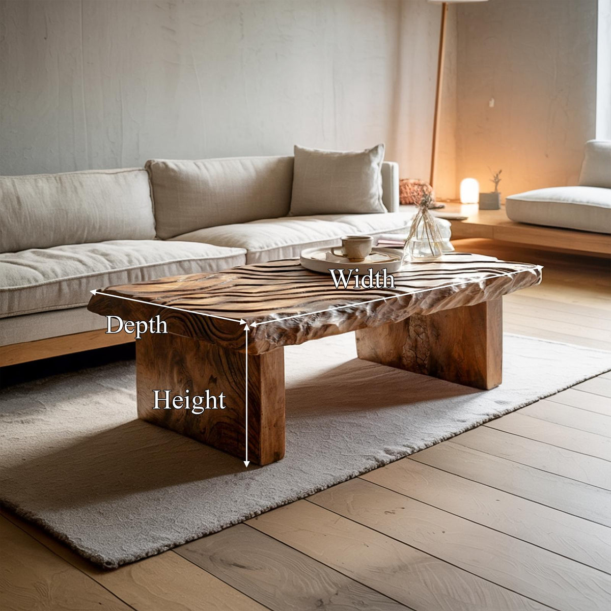 Rustic Live Edge Coffee Table, Handcrafted Solid Wood Slab Center Table for Modern Farmhouse Living Room Decor