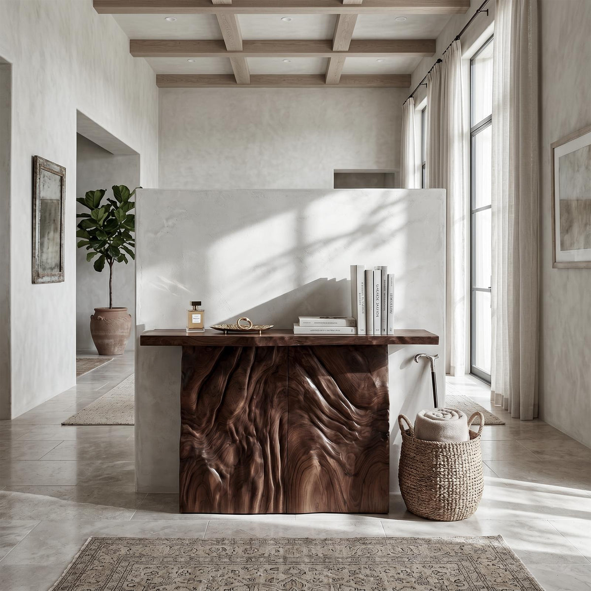 Modern Sculpted Base Display Table For Lounge Interior Space