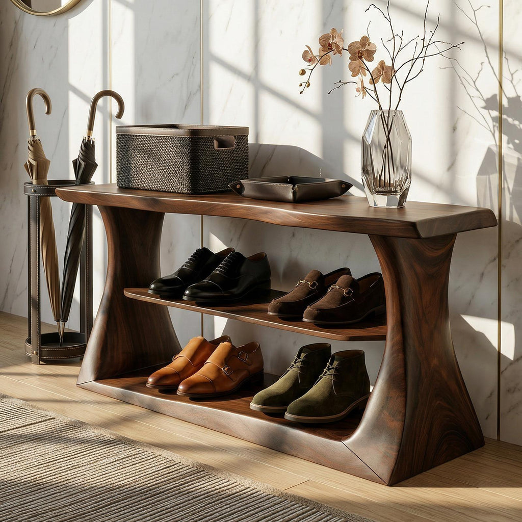 Modern Dressing Table with Mirror, Elegant Wooden Makeup Vanity Desk for Bedroom & Walk-In Closet