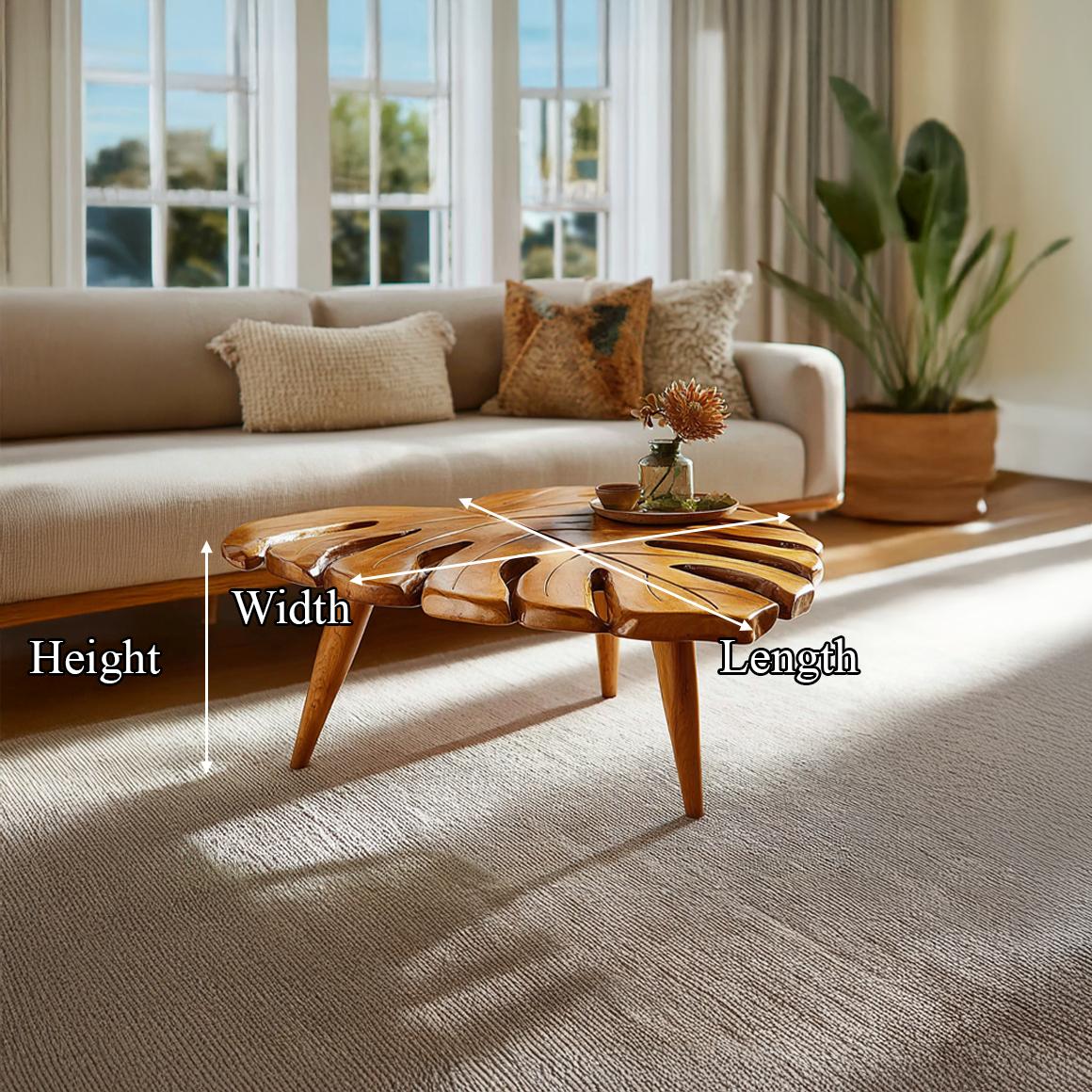 Organic Sculptural Leaf Coffee Table Living Room