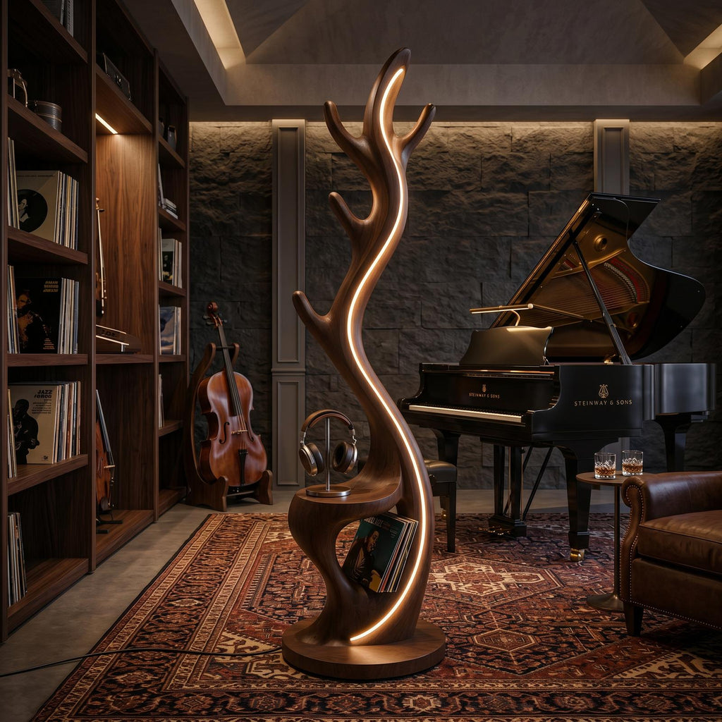 Minimalist Twig Lamp With Rack For Entryway