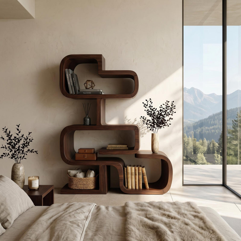 Handcrafted Sculptural Wooden Storage Unit For Spa Decor