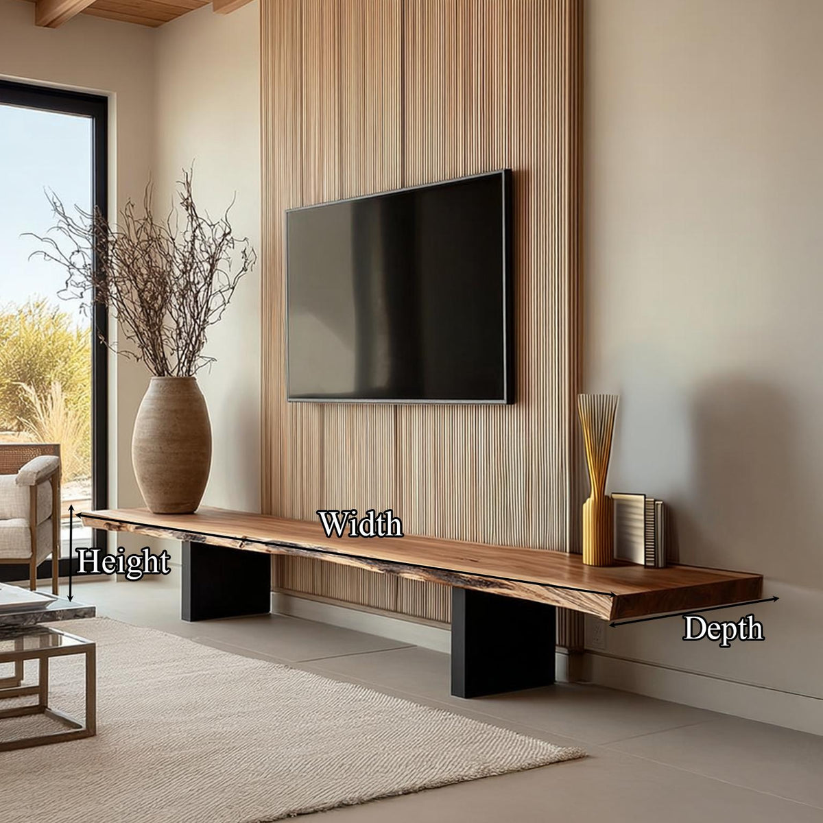 MidCentury TV Console Live Edge Living Room