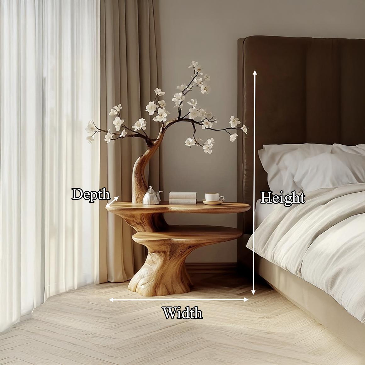 Rustic Bedside Table, Solid Wood Bedroom Nightstand, Accent End Table with Drawer for Living Room Decor