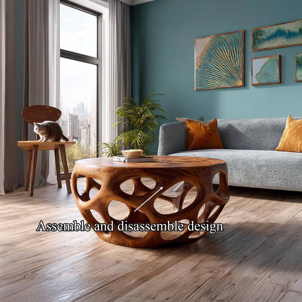 Farmhouse Coffee Table Reclaimed Wood Round Gift