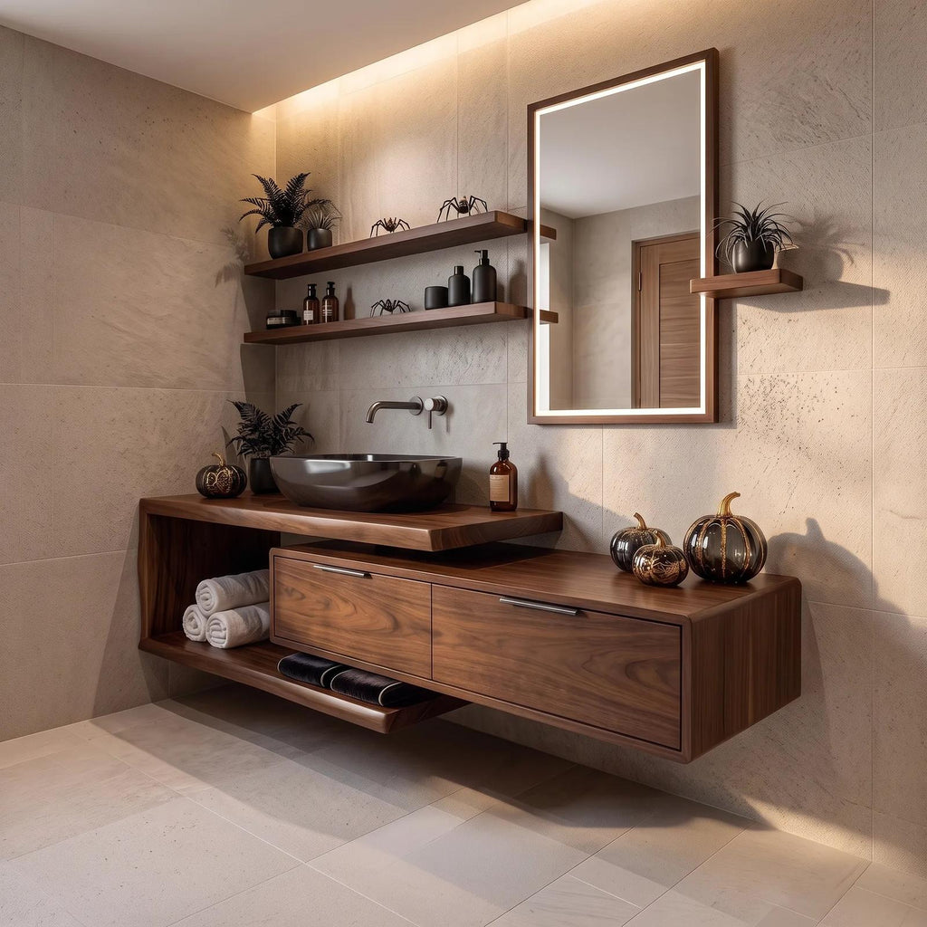 Handcrafted Mid Century Floating Vanity Primary Ensuite