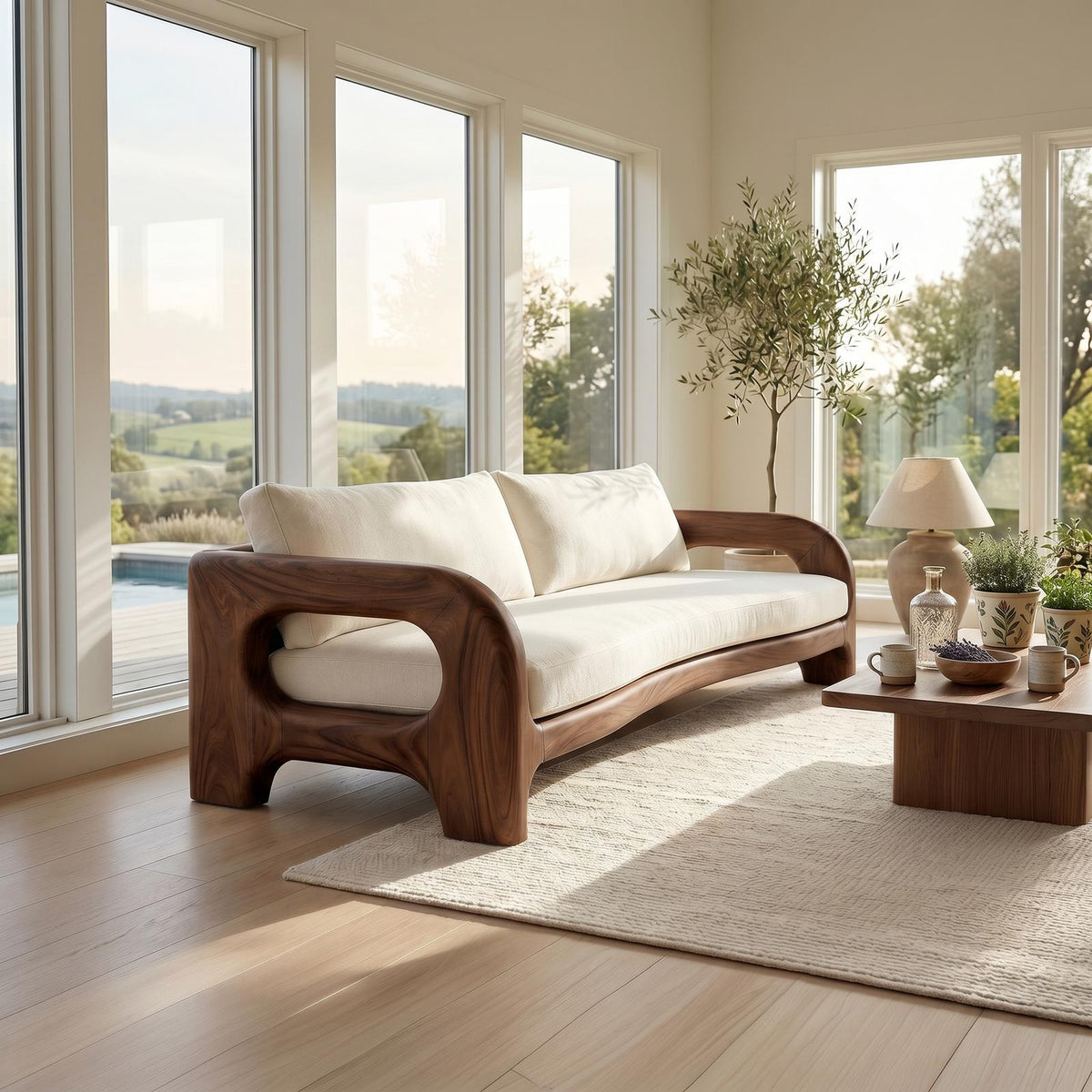 Contemporary Solid Wood Sofa With Architectural Frame For Modern Home SILDTTRSFA013
