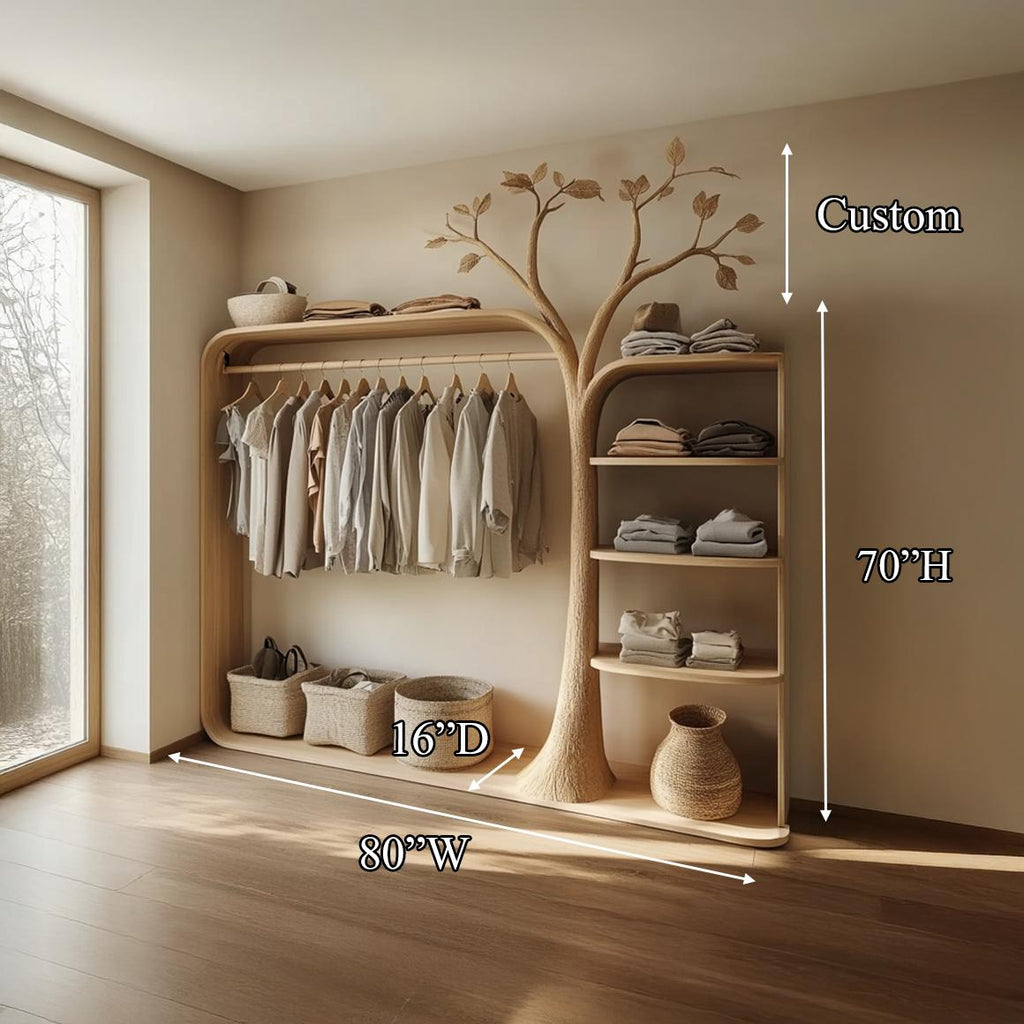 Rustic Clothing Stand Tree Shaped Bedroom Mudroom Entryway