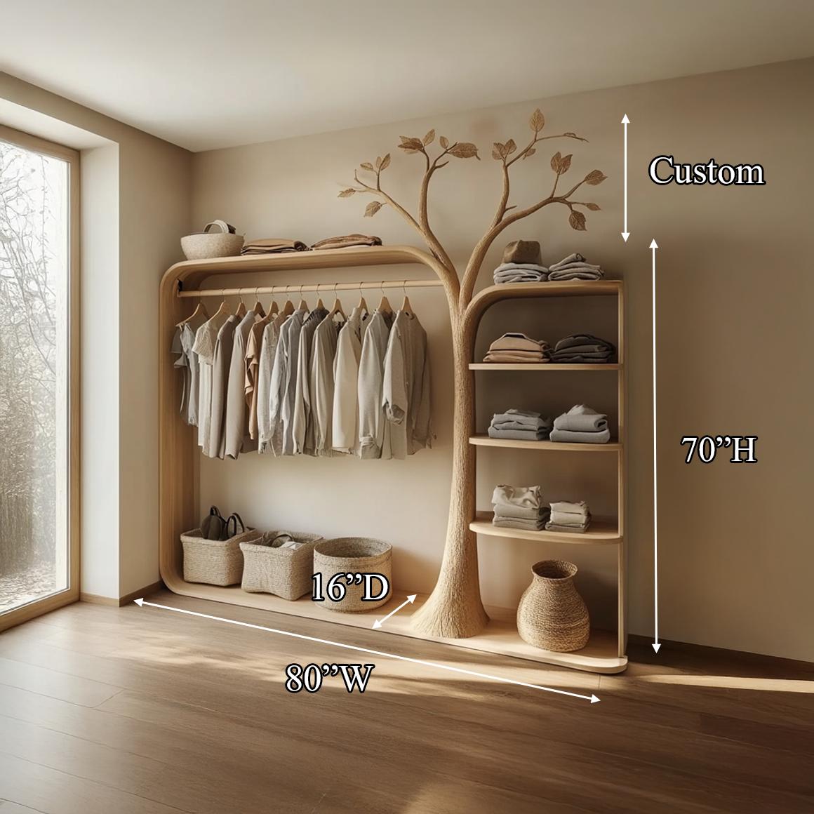 Rustic Clothing Stand Tree Shaped Bedroom Mudroom Entryway