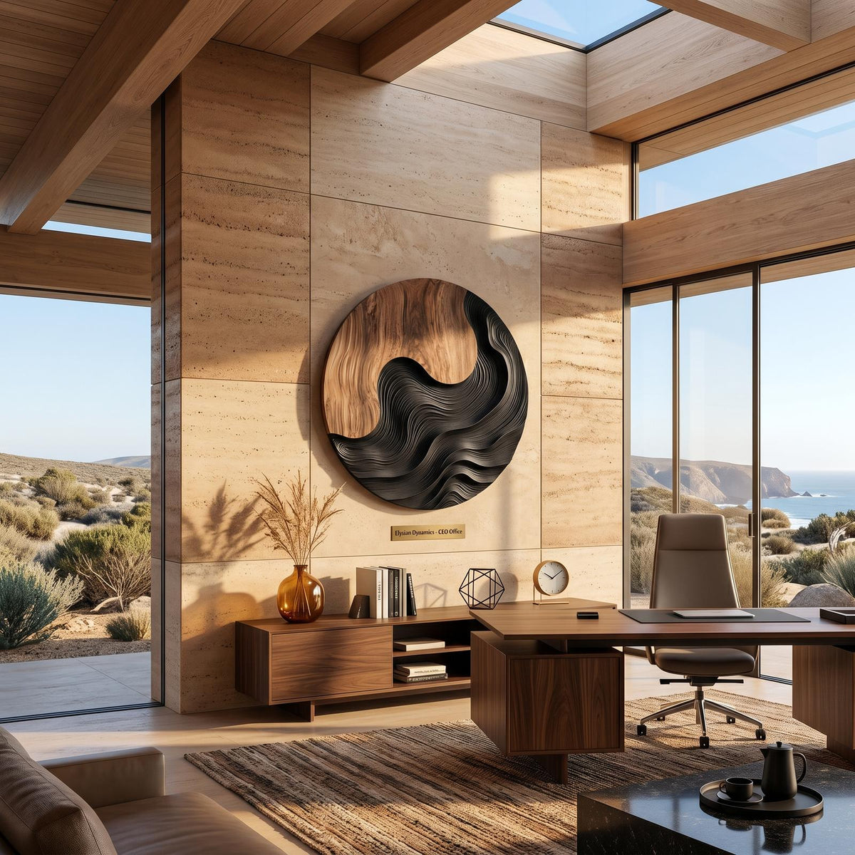 Scandinavian Decorative Wood Wall Sculpture, Modern Abstract Wall Art Panel for Resort Suite and Living Room