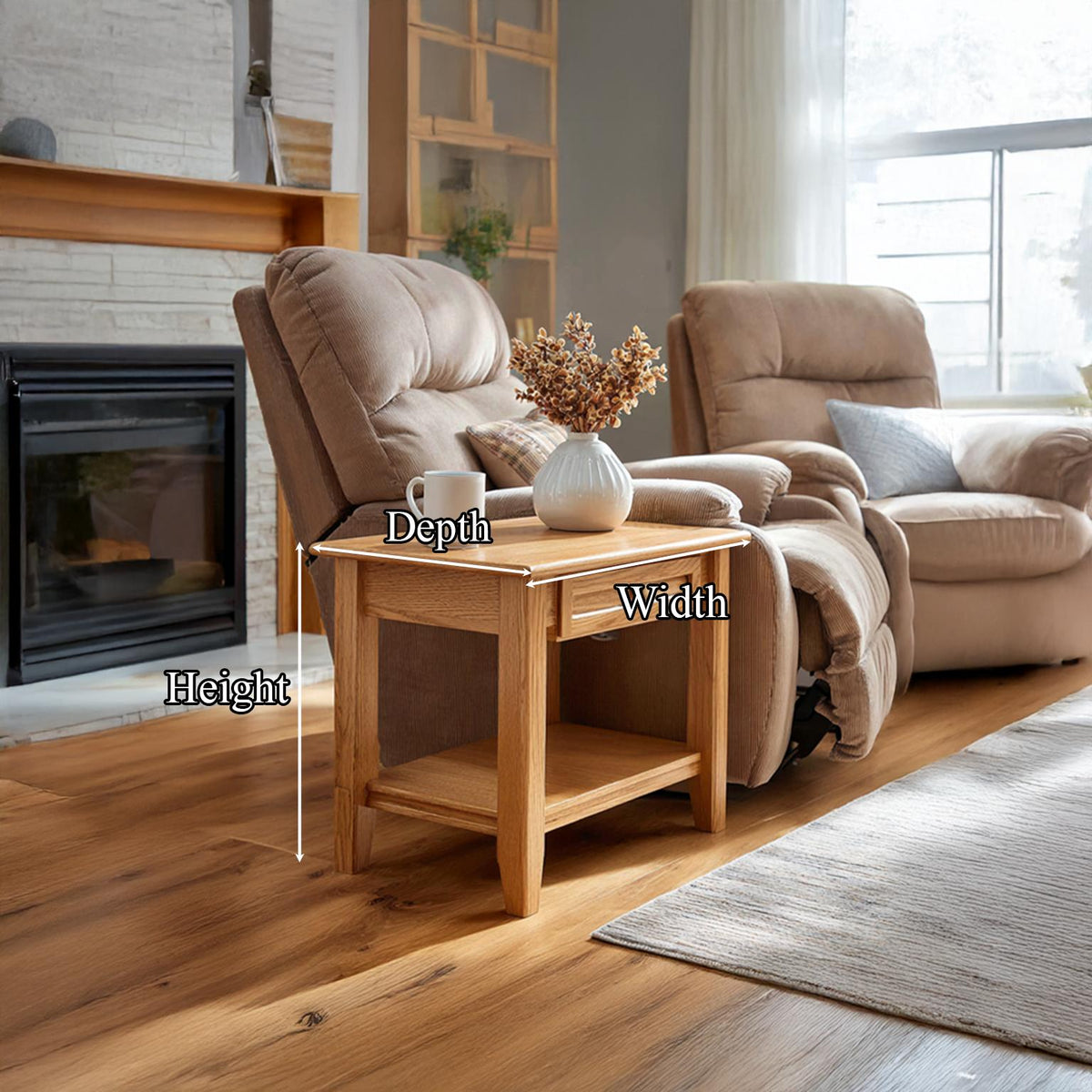 Mid-Century Modern Side Table, Handcrafted Wood End Table for Living Room Accent & Bedroom Nightstand, Round Top Legs